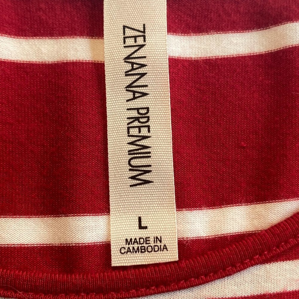 Zenana Premium SZ L Red & white stripe 3/4 sleeve dress or tunic - Picture 4 of 6